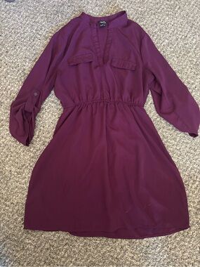 Rue21 Plum Long Sleeve Shirt Dress